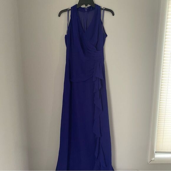 LAUREN RALPH LAUREN Ruffled Surplice Gown Purple V Neck size 6 - Picture 1 of 6